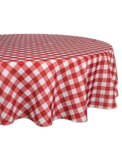 Design Imports Check Outdoor Tablecloth With Zipper 60" Round In Red