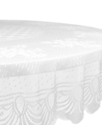Design Imports Floral Polyester Lace Tablecloth 63" Round In White