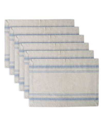 Design Imports Chambray French Stripe Placemat, Set Of 6 In Open Brown