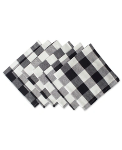 Design Imports Buffalo Check Napkin, Set Of 6 In Black