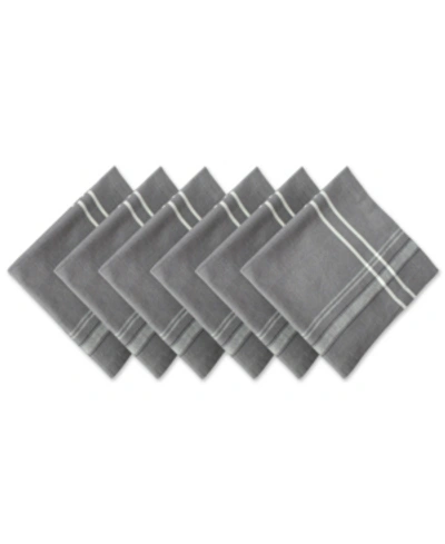 Design Imports Chambray French Stripe Napkin, Set Of 6 In Grey
