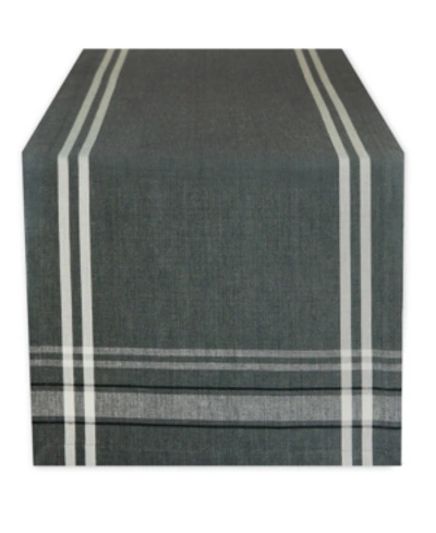 Design Imports Chambray French Stripe Table Runner 14" X 108" In Grey