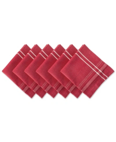 Design Imports French Chambray Napkin, Set Of 6 In Red
