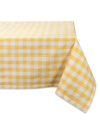 Design Imports Checkers Tablecloth 60" X 84" In Yellow