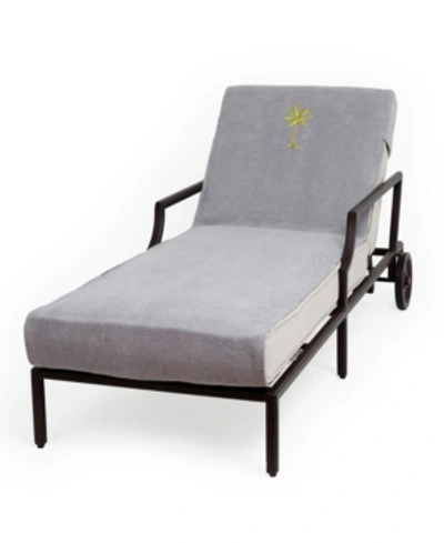 Linum Home Standard Size Chaise Lounge Cover With Embroidered Palm Tree Bedding In Gray