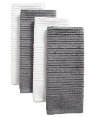 Design Imports Assorted Ribbed Terry Dishtowel, Set Of 4 In Grey1