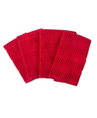 Design Imports Chevron Luxury Bar Mop, Set Of 4 In Red