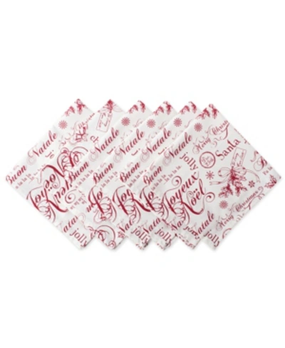 Design Imports Vintage Christmas Print Napkin, Set Of 6 In Red