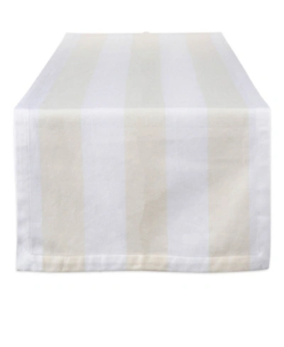 Design Imports Dobby Stripe Table Runner 18 X 108" In White