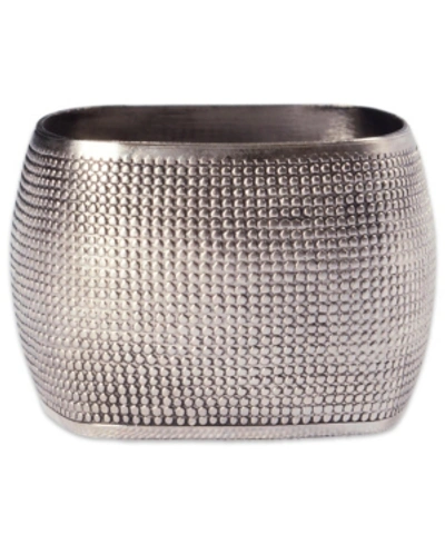 Design Imports Textured Square Napkin Ring, Set Of 6 In Silver