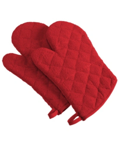 Design Imports Terry Oven Mitt, Set Of 2 In Red