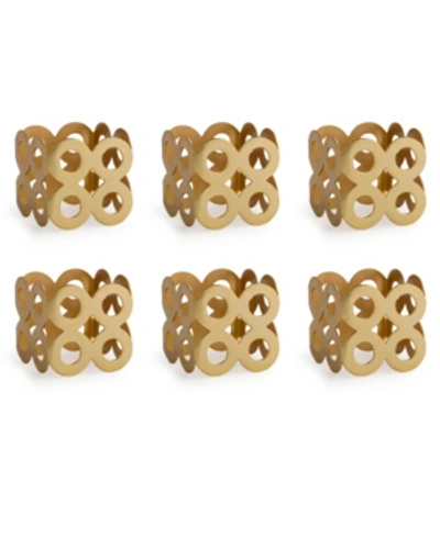 Design Imports Square Die Cut Napkin Ring Set Of 6 In Gold