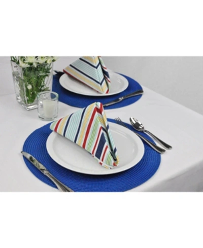 Design Imports Basic Primary Saturated Stripe Napkin, Set Of 6 In Blue