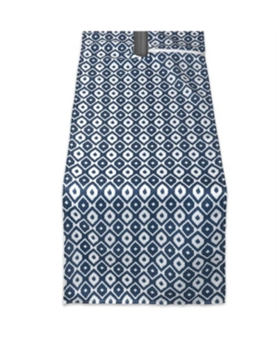 Design Imports Outdoor Table Runner With Zipper 14" X 108" In Blue