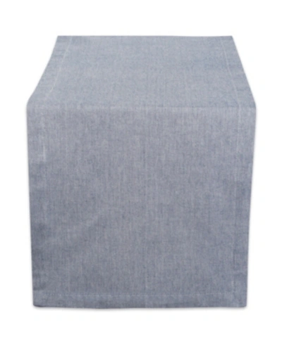 Design Imports Solid Chambray Table Runner 14" X 108" In Blue