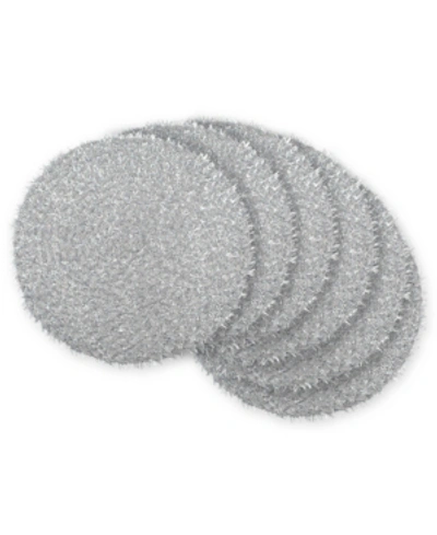 Design Imports Round Woven Tinsel Placemat, Set Of 6 In Silver