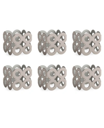 Design Imports Square Die Cut Napkin Ring Set Of 6 In Silver