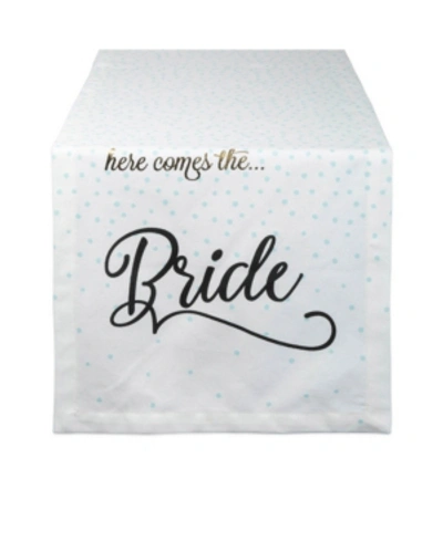 Design Imports Here Comes The Bride Table Runner 14" X 72" In White