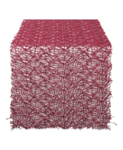 Design Imports Sequin Mesh Table Runner Roll 16" X 10' In Red