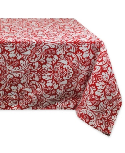 Design Imports Damask Tablecloth 60" X 84" In Red