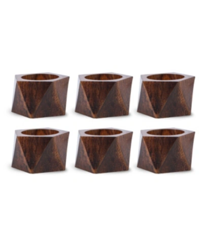 Design Imports Wood Triangle Napkin Ring, Set Of 6 In Brown