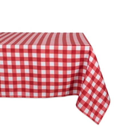 Design Imports Check Outdoor Tablecloth With Zipper 60" X 84" In Red