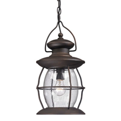 Elk Lighting Village Lantern Collection 1 Light Outdoor Pendant In Weathered Charcoal