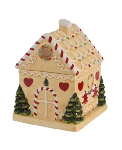 Spode Christmas Tree Gingerbread House Candy Jar In Green