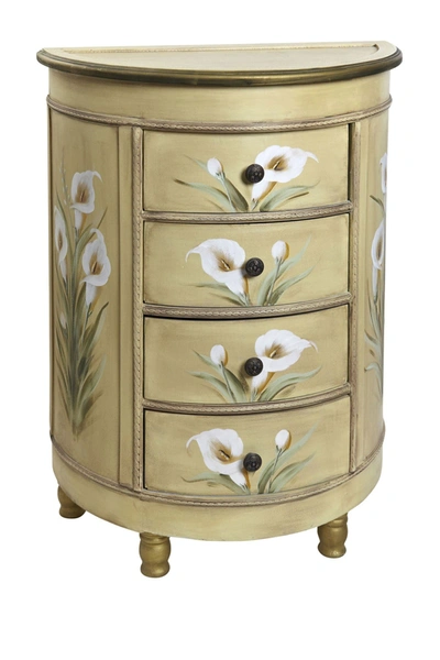 Nearly Natural Beige Antique Accessory Table With Calla Lily Floral Art