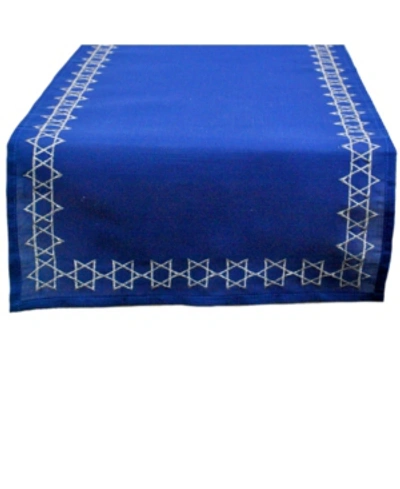 Design Imports Embroidered Star David Table Runner In Blue