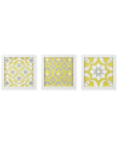 Jla Home Madison Park Tuscan Tiles 3-pc. Framed Gel-coated Wall Art Set In Yellow