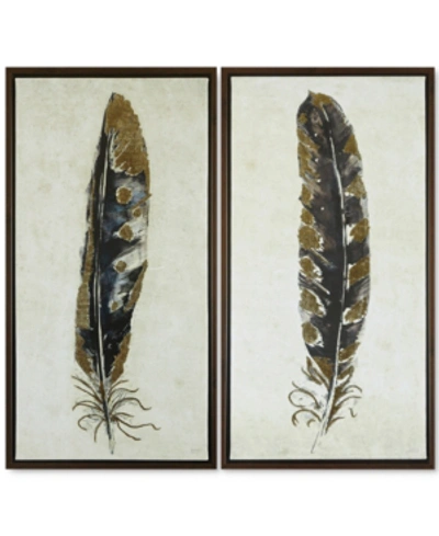 Jla Home Urban Habitat Gilded Feathers 2-pc. Foil-embellished Canvas Print Set In Yellow