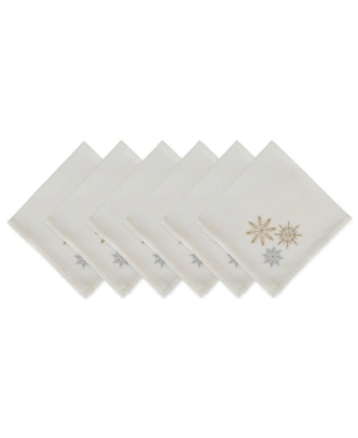 Design Imports Sparkle Snowflakes Embroidered Napkin Set In White