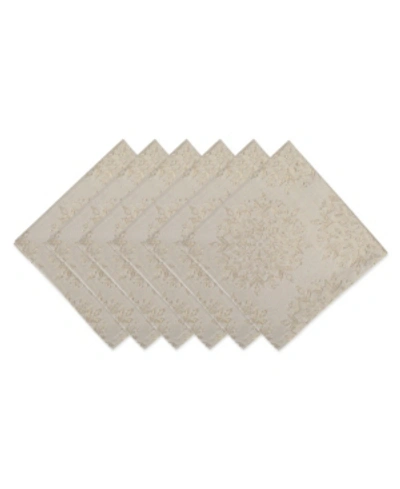 Design Imports Winter Sparkle Jacquard Napkin Set In Gold