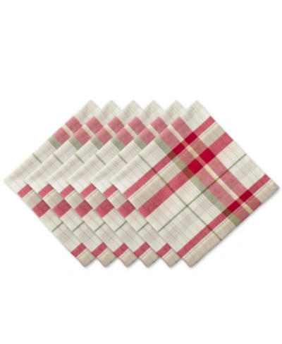 Design Imports Orchard Plaid Napkin Set In Red