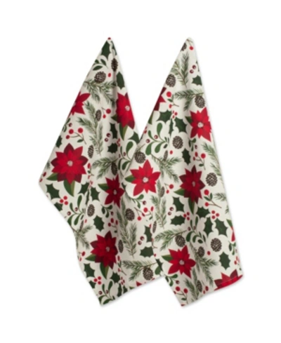 Design Imports Woodland Christmas Dishtowel Set In White