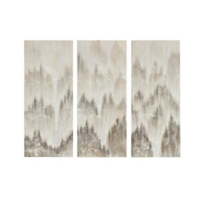 Jla Home Sterling Mist Hand Brush Embellished Canvas, Set Of 3 In Grey
