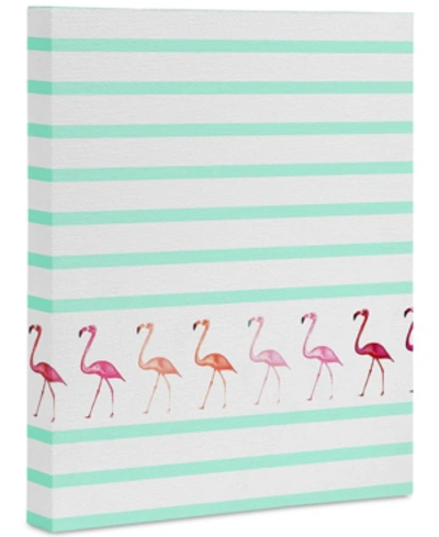 Deny Designs Monika Strigel Mini Flamingo Walk Art Canvas 16x20"