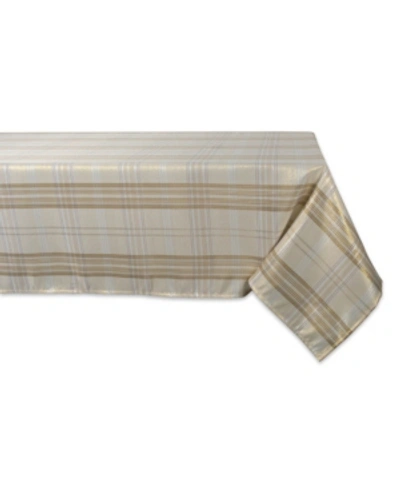 Design Imports Metallic Plaid Tablecloth In Cream