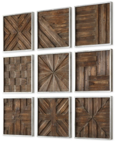 Uttermost Bryndle 9-pc. Rustic Wooden Squares Wall Art Set