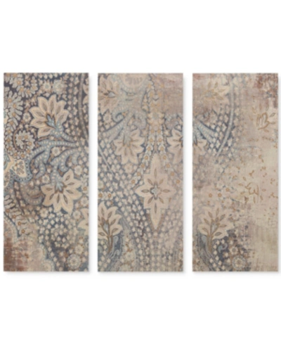 Jla Home Weathered Damask Walls 3-pc. Linen Canvas Print Set In Beige