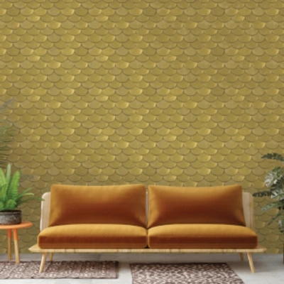 Tempaper Genenieve Gorder For  Brass Belly Peel And Stick Wallpaper In Brass Metallic