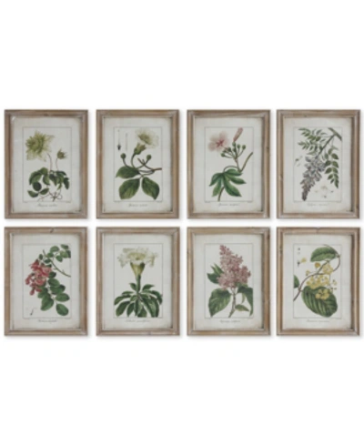 3r Studio Wood Framed Portrait Of Floral Image Reproductions, Multicolor, Set Of 8 In White