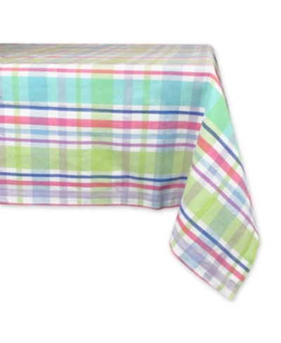 Design Imports Spring Plaid Tablecloth 60" X 84" In Green