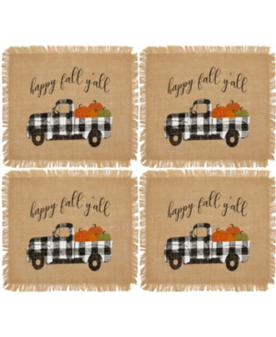 Elrene Happy Fall Y'all Farmhouse Burlap Placemat, Set Of 4, 13"x 19" In Natural