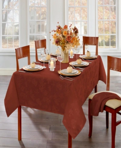 Elrene Elegant Woven Leaves Jacquard Damask Tablecloth, 60"x144" In Spice Red