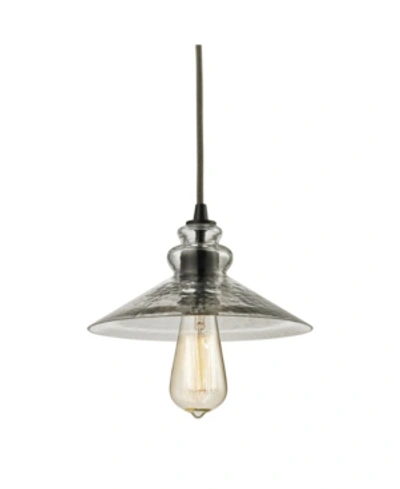 Elk Lighting Hammered Glass Collection 1 Light Mini Pendant In Oil Rubbed Bronze