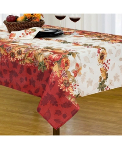 Elrene Swaying Leaves Bordered Fall Tablecloth, 52"x52" In Multi