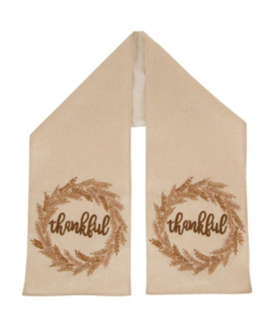 Glitzhome Embroidered Thanksgiving Table Runner In Beige