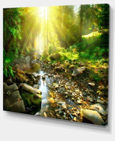 Design Art Designart 'mountain Stream In Forest' Landscape Photography Metal Wall Art In Multi